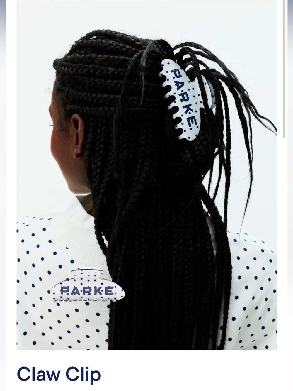 Parke  White and Navy Polka-Dot Claw Hair Clip